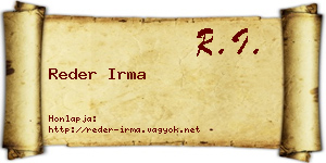 Reder Irma névjegykártya